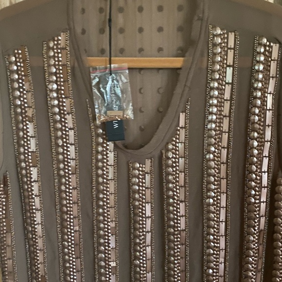 W118 by Walter Baker Tops - W118 BY WALTER BAKER BEADED ALLIE TOP BEIGE SIZE MEDIUM